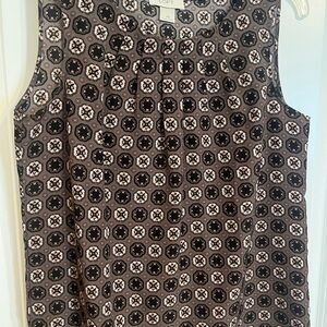 LOFT Women's Geometric Sleeveless Top - Black and Brown